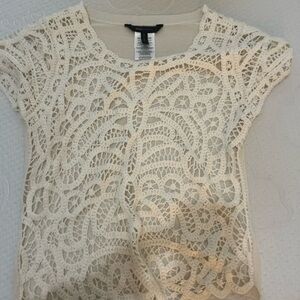 BCBGMaxAzria Cream Lace Blouse